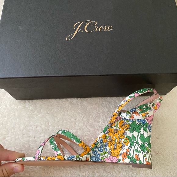 COPY - Jcrew Liberty of London Cross Strap Wedges in Petunia Lime Marigold - Picture 4 of 5